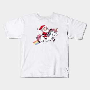 Santa Riding Unicorn Kids T-Shirt